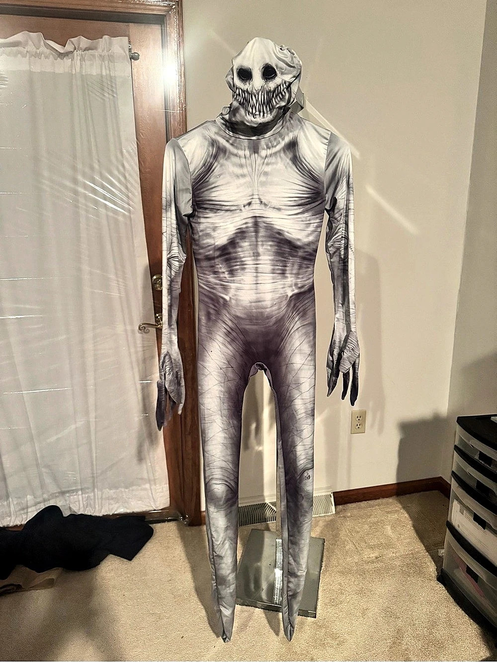 Spirit Halloween The Rake Skin Suit Costume Gray & Black XL